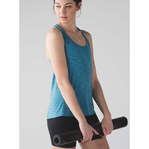 Lululemon Hotwave Tank top in heathered tofino teal blue size 4 womens